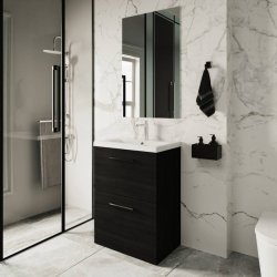 Nuie Arno Black 600mm Floor Standing 2 Drawer Vanity Unit