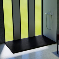 Roman Infinity 1000 x 800mm Black Slate Rectangular Shower Tray