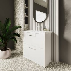 Nuie Arno White 800mm Floor Standing 2 Drawer Vanity Unit