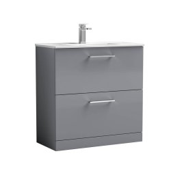 Nuie Arno Grey 800mm Floor Standing 2 Drawer Vanity Unit