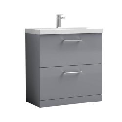 Nuie Arno Grey 800mm Floor Standing 2 Drawer Vanity Unit