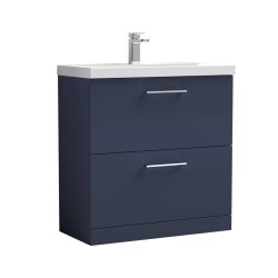 Nuie Arno Blue 800mm Floor Standing 2 Drawer Vanity Unit