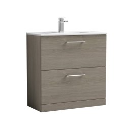 Nuie Arno Oak 800mm Floor Standing 2 Drawer Vanity Unit