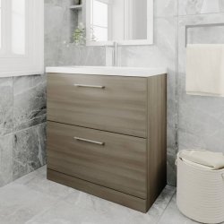 Nuie Arno Oak 800mm Floor Standing 2 Drawer Vanity Unit