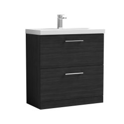 Nuie Arno Black 800mm Floor Standing 2 Drawer Vanity Unit