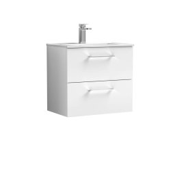 Nuie Arno White 600mm Wall Hung 2 Drawer Vanity Unit (ARN124A)