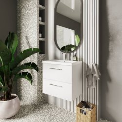 Nuie Arno White 600mm Wall Hung 2 Drawer Vanity Unit (ARN124A)