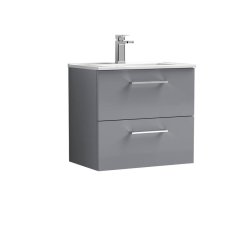 Nuie Arno Grey 600mm Wall Hung 2 Drawer Vanity Unit (ARN2224A)