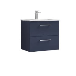 Nuie Arno Blue 600mm Wall Hung 2 Drawer Vanity Unit