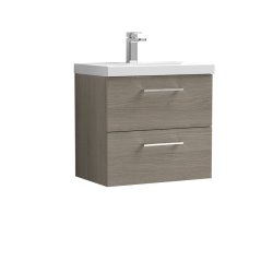 Nuie Arno Oak 600mm Wall Hung 2 Drawer Vanity Unit