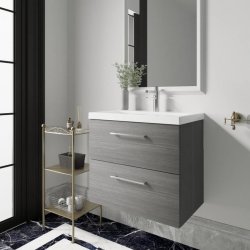 Nuie Arno Anthracite Wood 600mm Wall Hung 2 Drawer Vanity Unit (ARN524A)