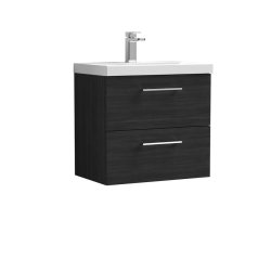 Nuie Arno Black 600mm Wall Hung 2 Drawer Vanity Unit