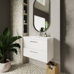 Nuie Arno White 800mm Wall Hung 2 Drawer Vanity Unit