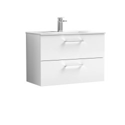 Nuie Arno White 800mm Wall Hung 2 Drawer Vanity Unit