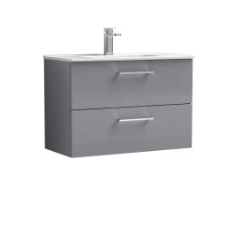 Nuie Arno Grey 800mm Wall Hung 2 Drawer Vanity Unit