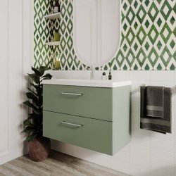 Nuie Arno Green 800mm Wall Hung 2 Drawer Vanity Unit (ARN826A)