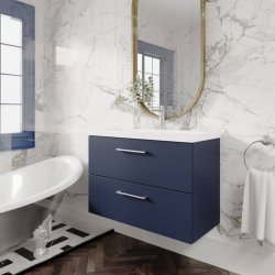 Nuie Arno Blue 800mm Wall Hung 2 Drawer Vanity Unit (ARN1726A)