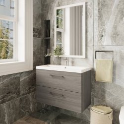 Nuie Arno Oak 800mm Wall Hung 2 Drawer Vanity Unit