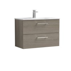 Nuie Arno Oak 800mm Wall Hung 2 Drawer Vanity Unit