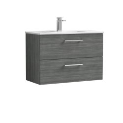 Nuie Arno Anthracite Wood 800mm Wall Hung 2 Drawer Vanity Unit