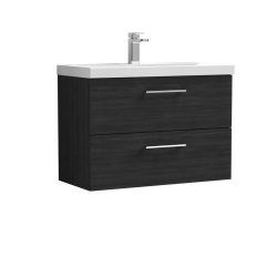 Nuie Arno Black 800mm Wall Hung 2 Drawer Vanity Unit