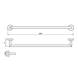 Scudo Delta Chrome Single 600mm Towel Rail