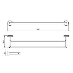 Scudo Delta Chrome Double 600mm Towel Rail