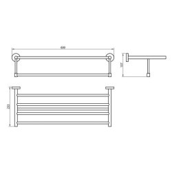 Scudo Delta Chrome 600mm Towel Shelf