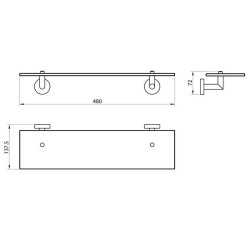 Scudo Delta Chrome 480mm Glass Shelf