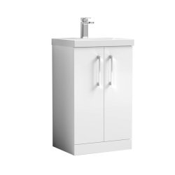 Nuie Arno White 500mm Floor Standing 2 Door Vanity Unit