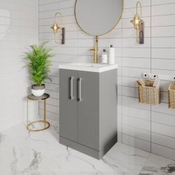 Nuie Arno Grey 500mm Floor Standing 2 Door Vanity Unit