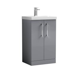 Nuie Arno Grey 500mm Floor Standing 2 Door Vanity Unit