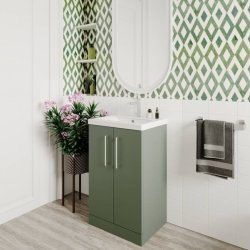 Nuie Arno Green 500mm Floor Standing 2 Door Vanity Unit