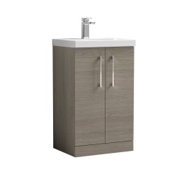 Nuie Arno Oak 500mm Floor Standing 2 Door Vanity Unit