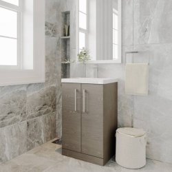 Nuie Arno Oak 500mm Floor Standing 2 Door Vanity Unit