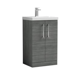 Nuie Arno Anthracite Wood 500mm Floor Standing 2 Door Vanity Unit