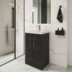 Nuie Arno Black 500mm Floor Standing 2 Door Vanity Unit