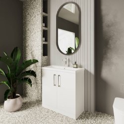 Nuie Arno White 800mm Floor Standing 2 Door Vanity Unit