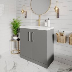 Nuie Arno Grey 800mm Floor Standing 2 Door Vanity Unit