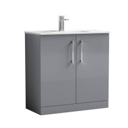 Nuie Arno Grey 800mm Floor Standing 2 Door Vanity Unit