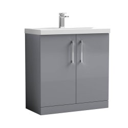 Nuie Arno Grey 800mm Floor Standing 2 Door Vanity Unit