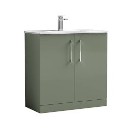 Nuie Arno Green 800mm Floor Standing 2 Door Vanity Unit