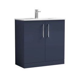 Nuie Arno Blue 800mm Floor Standing 2 Door Vanity Unit