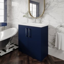 Nuie Arno Blue 800mm Floor Standing 2 Door Vanity Unit