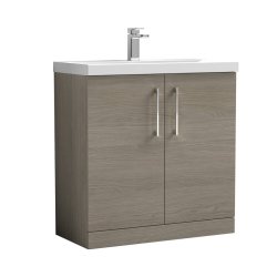 Nuie Arno Oak 800mm Floor Standing 2 Door Vanity Unit