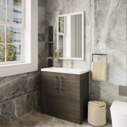 Nuie Arno Oak 800mm Floor Standing 2 Door Vanity Unit