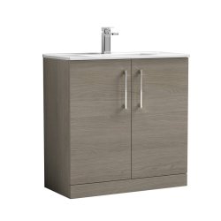 Nuie Arno Oak 800mm Floor Standing 2 Door Vanity Unit