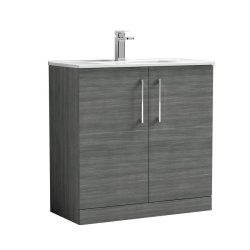 Nuie Arno Anthracite Wood 800mm Floor Standing 2 Door Vanity Unit