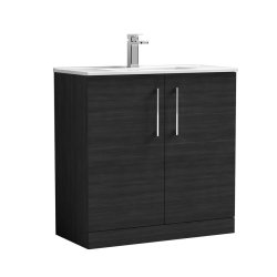 Nuie Arno Black 800mm Floor Standing 2 Door Vanity Unit