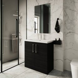 Nuie Arno Black 800mm Floor Standing 2 Door Vanity Unit